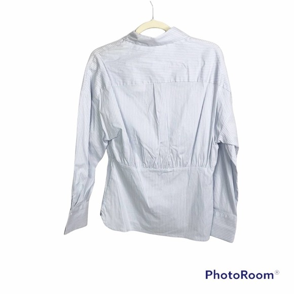 Sandro blue striped button down long sleeve blouse size 3 - Picture 2 of 9